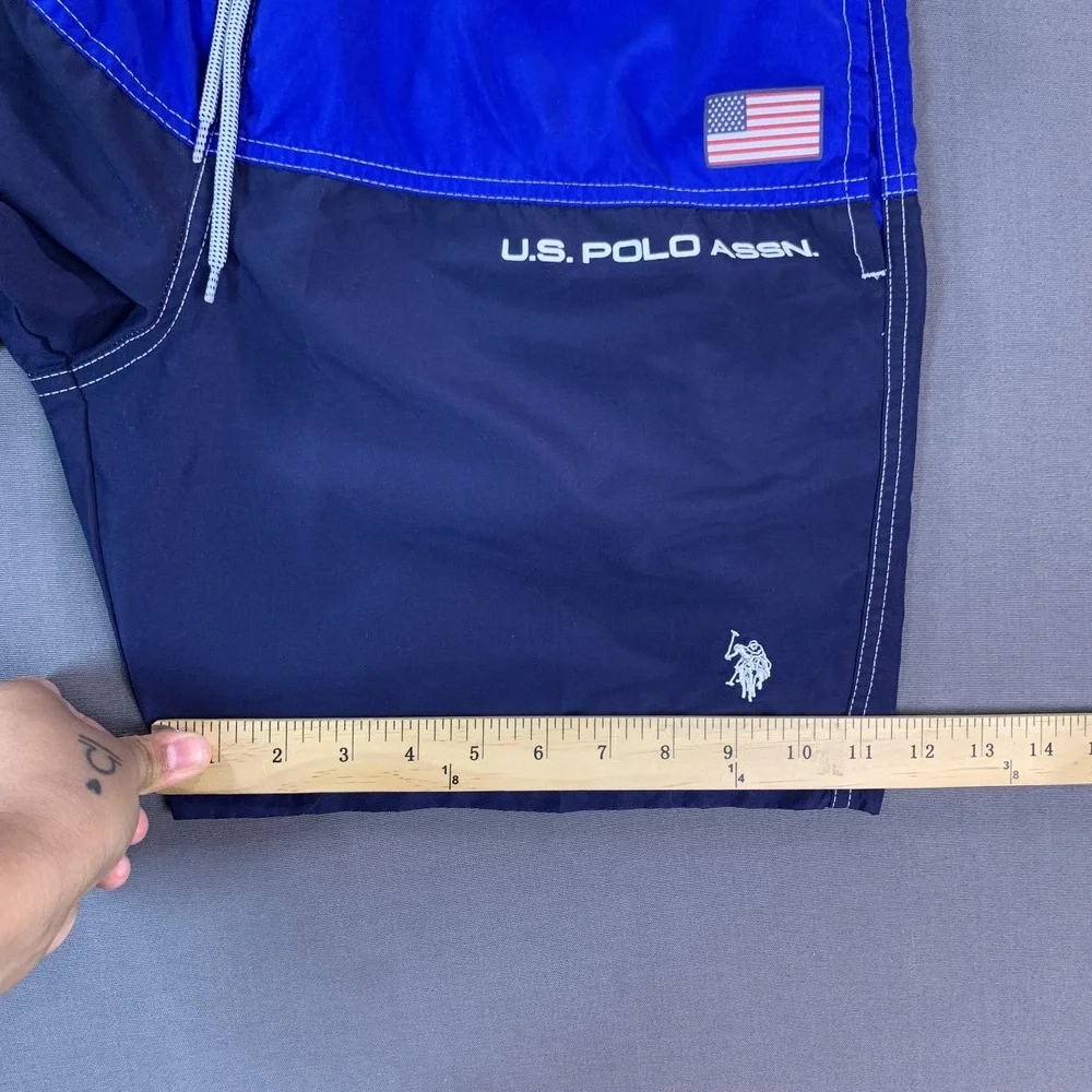 U.S. Polo Assn. Swim Trunks‎ Mens Medium Blue Colorblock Flag Mesh Lined USA